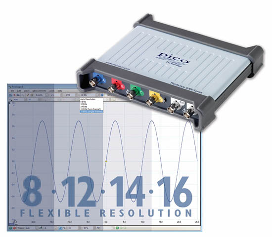 靈活可調(diào)硬件 ADC 分辨率型示波器 -PicoScope 5000D & 5000D MSO 系列